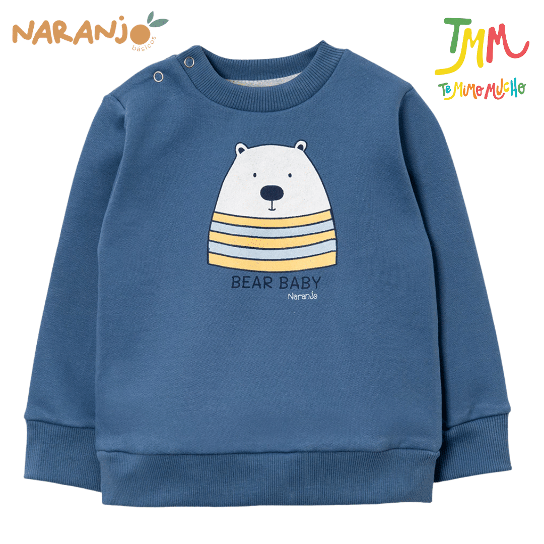 Conjunto Naranjo BEAR BABY - AZUL Buzo - Pantaloncito - Image 3