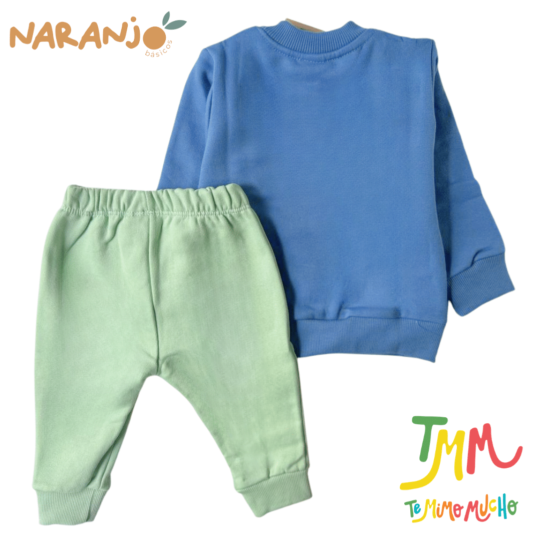 Conjunto Naranjo BEAR BABY - AZUL Buzo - Pantaloncito - Image 5