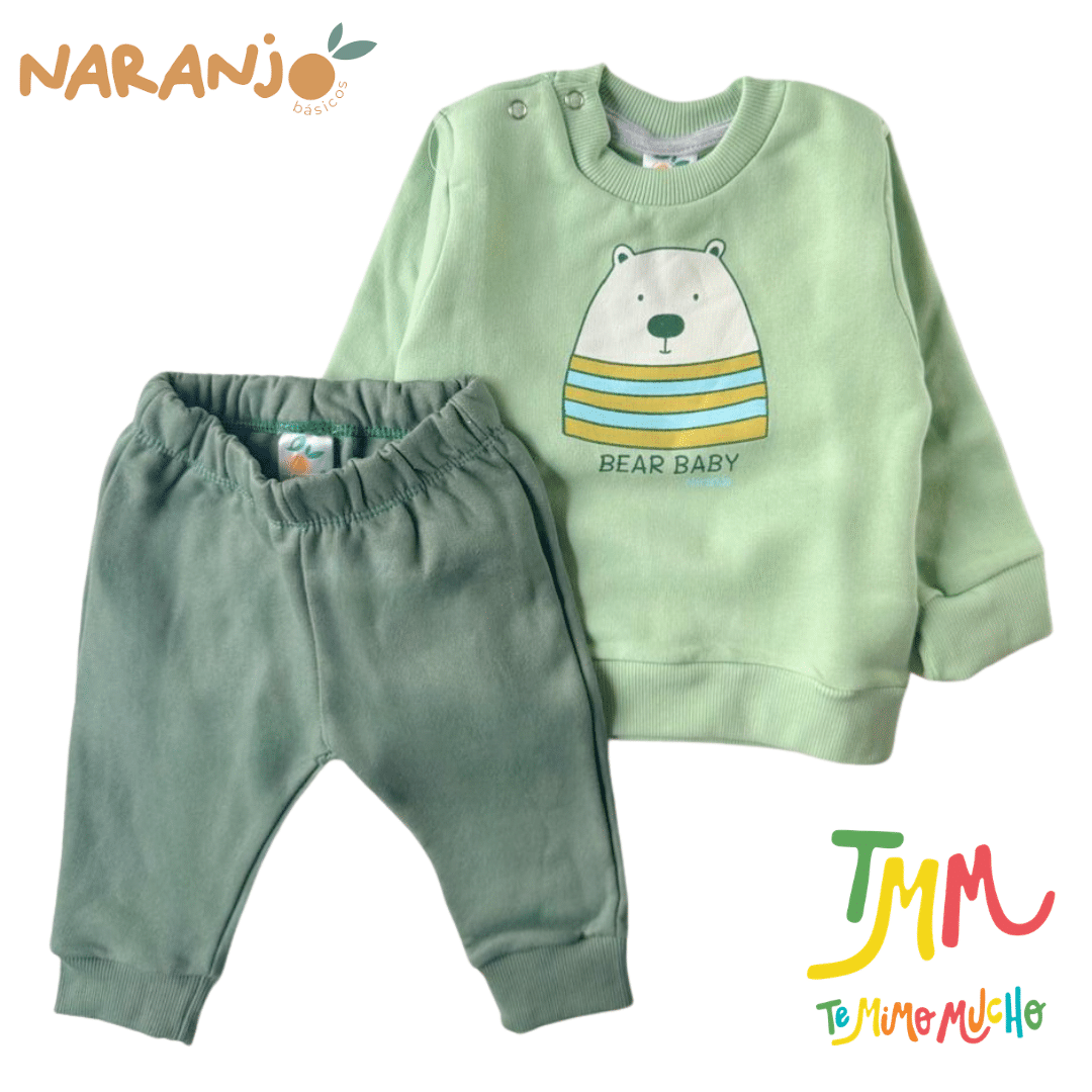 Conjunto Naranjo BEAR BABY - Buzo - Pantaloncito - Image 2