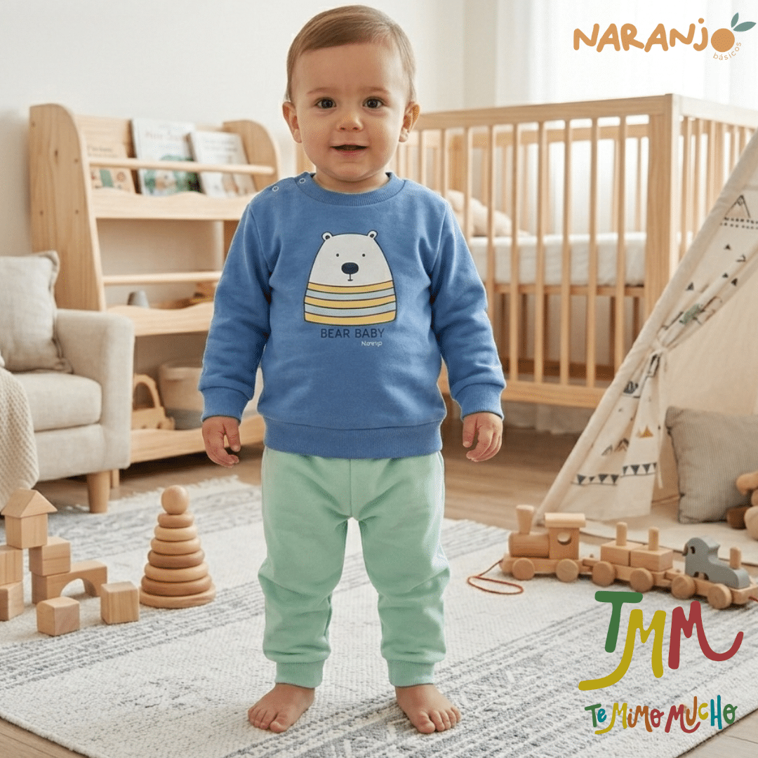 Conjunto Naranjo BEAR BABY - AZUL Buzo - Pantaloncito