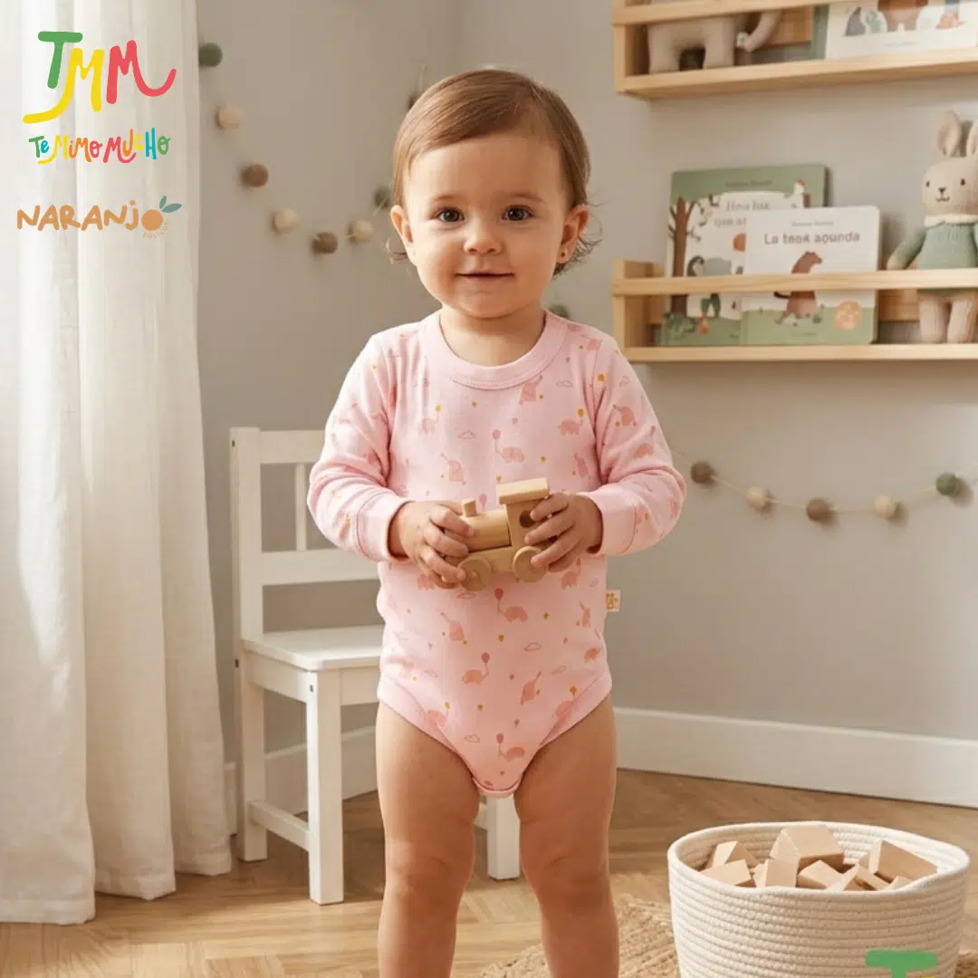 Body Naranjo Elefante Globo Rosa