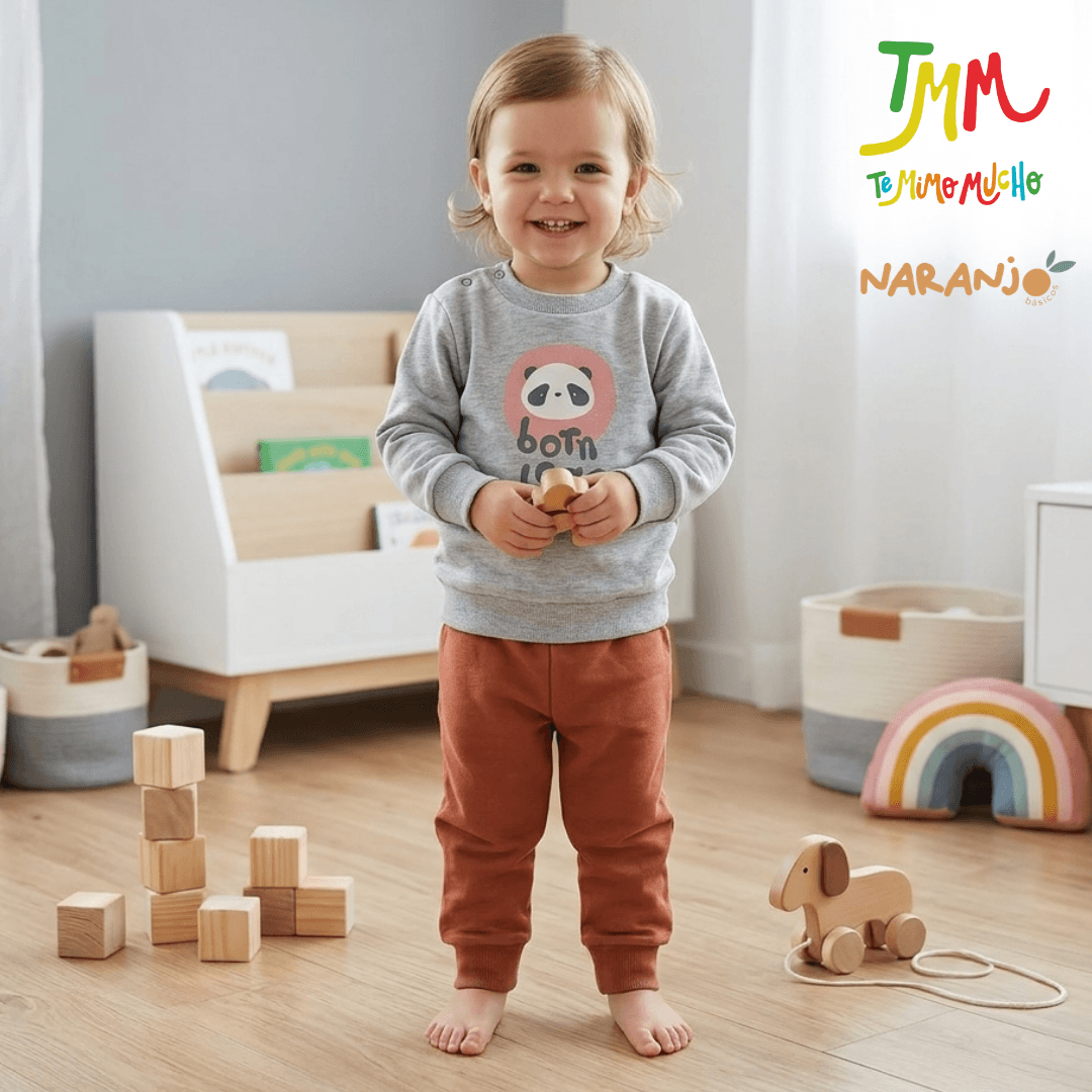 Conjunto Naranjo BORN BEAR - MELANGE Buzo - Pantaloncito