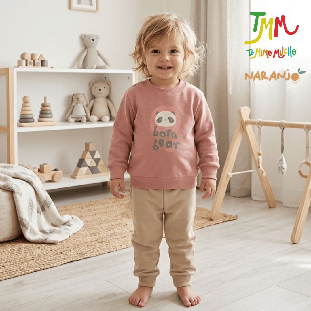 Conjunto Naranjo BORN BEAR - ROSA Buzo - Pantaloncito