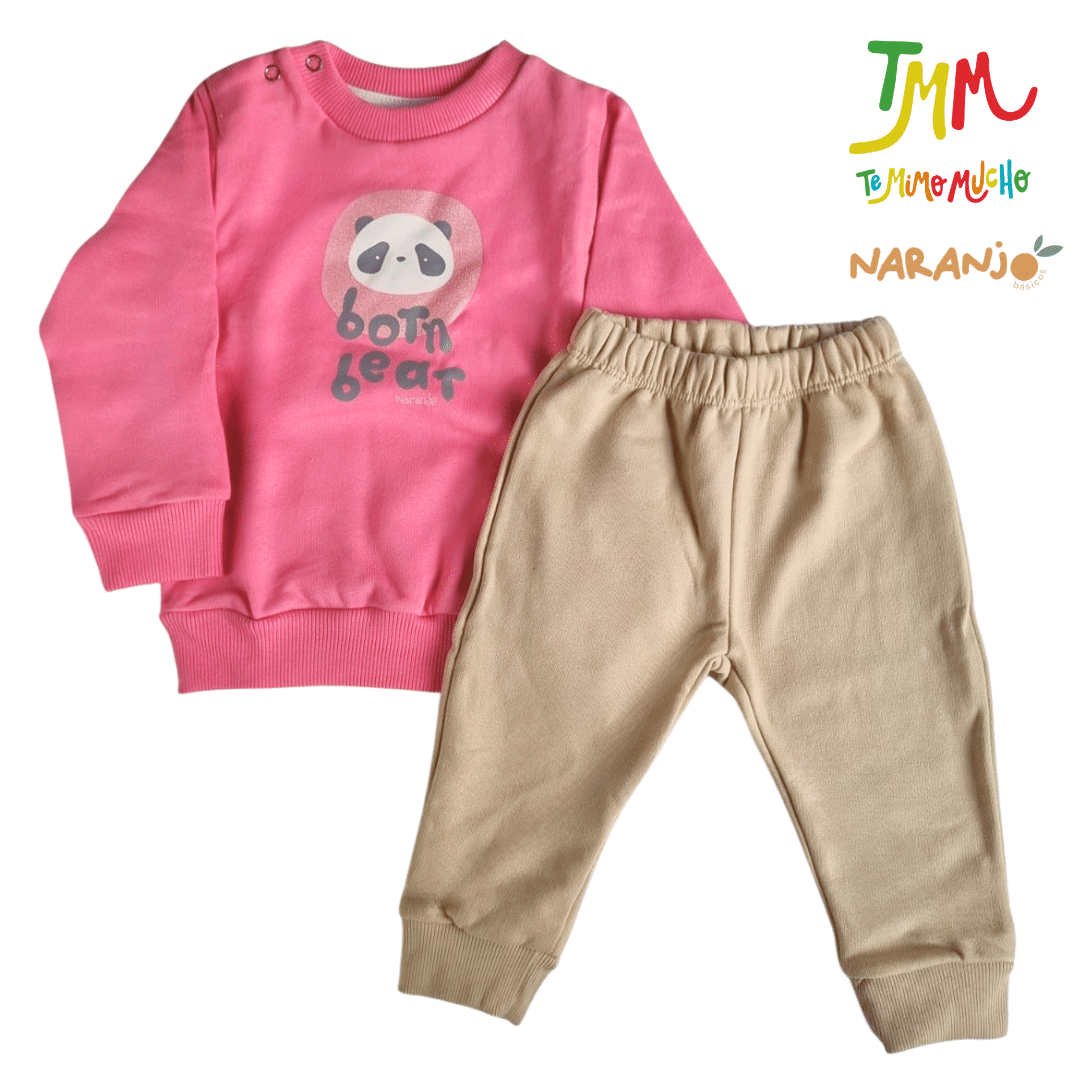 Conjunto Naranjo BORN BEAR - CHICLE Buzo - Pantaloncito - Image 4