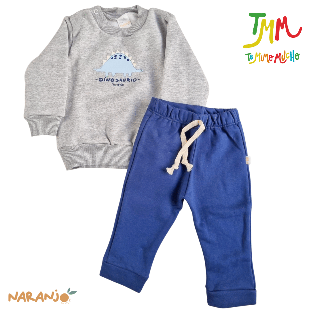 Conjunto Naranjo Dinosaurio - MELANGE Buzo - Pantaloncito - Image 4