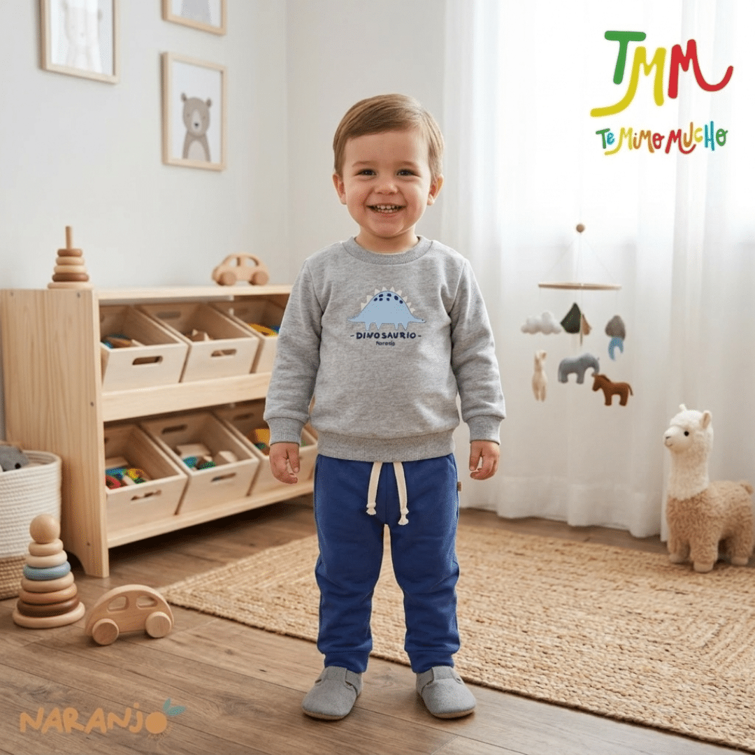 Conjunto Naranjo Dinosaurio - MELANGE Buzo - Pantaloncito