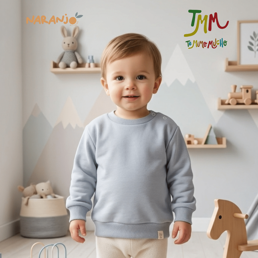 Buzo Frizado Naranjo Gris