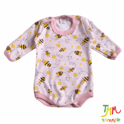 Body Manga Larga Avejas Rosa