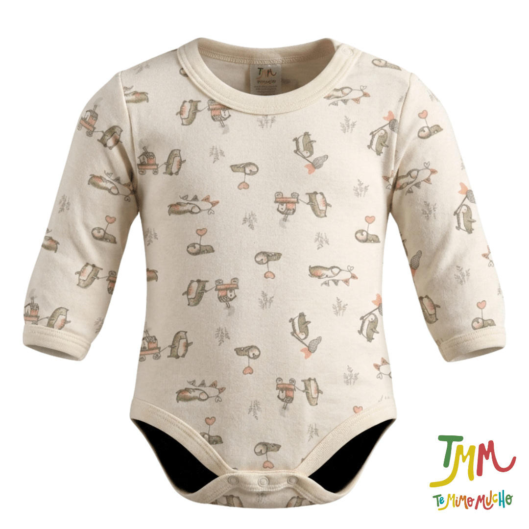 Body Manga Larga Pinguino Rosa
