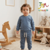 Conjunto Naranjo friza Azul y Celeste Florcitas
