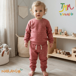 Conjunto Naranjo friza rosa