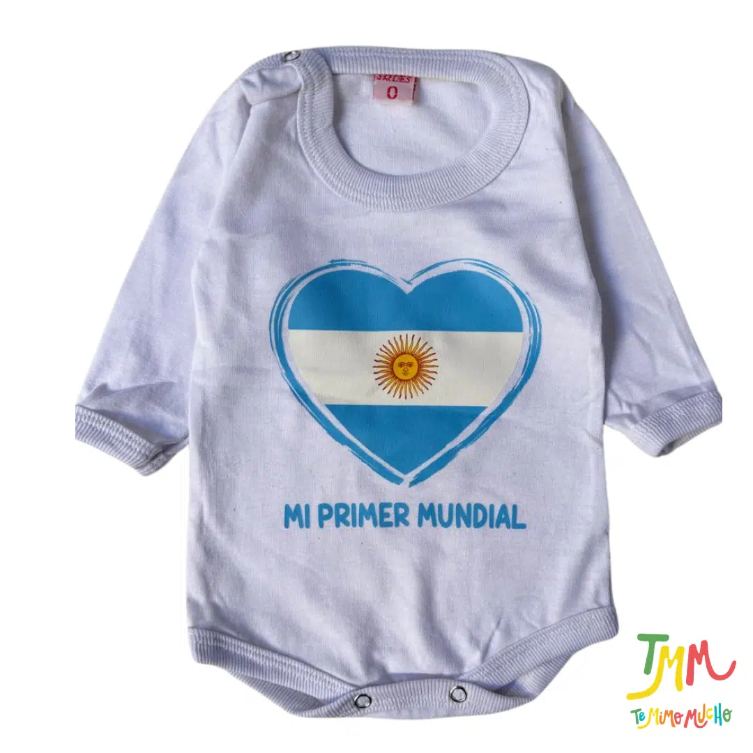 Body Mundial Mi Primer Mundial corazon bandera blanco - Image 2