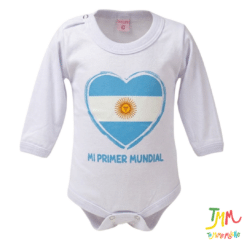 Body Mundial Mi Primer Mundial corazon bandera blanco
