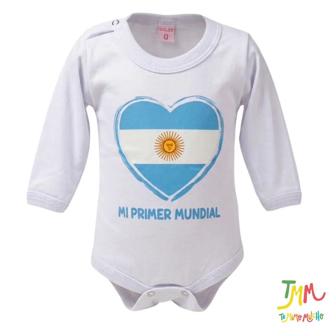 Body Mundial Mi Primer Mundial corazon bandera blanco