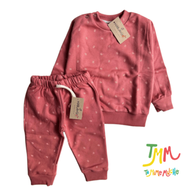 Conjunto Naranjo friza rosa