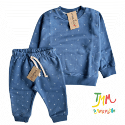 Conjunto Naranjo friza Azul y Celeste Florcitas - Imagen 2
