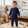 Conjunto de Buzo y Babucha Lanilla Azul oscuro
