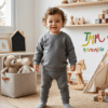 Conjunto de Buzo y Babucha Lanilla Gris Oscuro