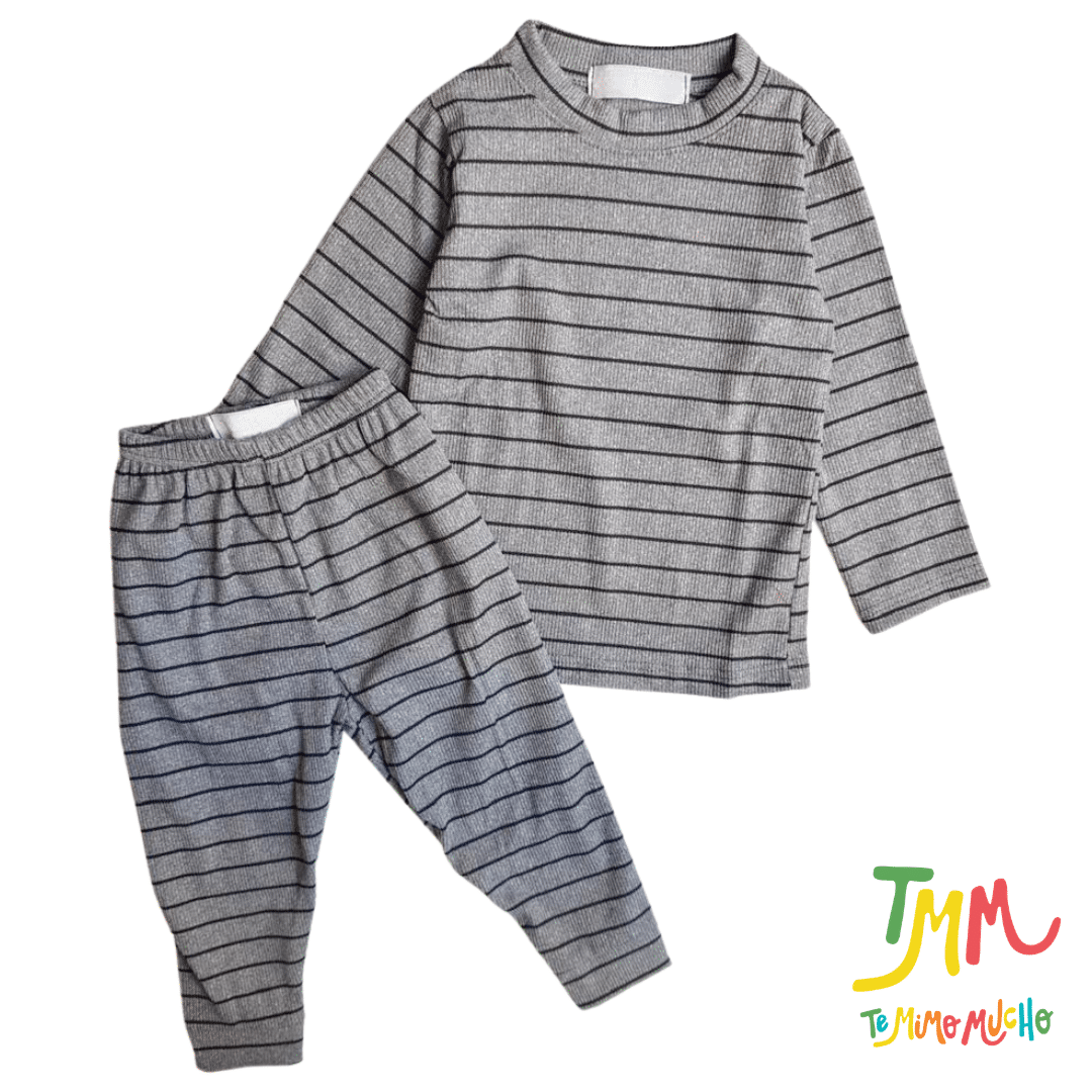 Conjunto Morley Rayado Gris y Negro - Image 2