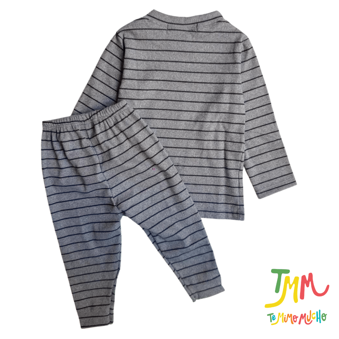 Conjunto Morley Rayado Gris y Negro - Image 4