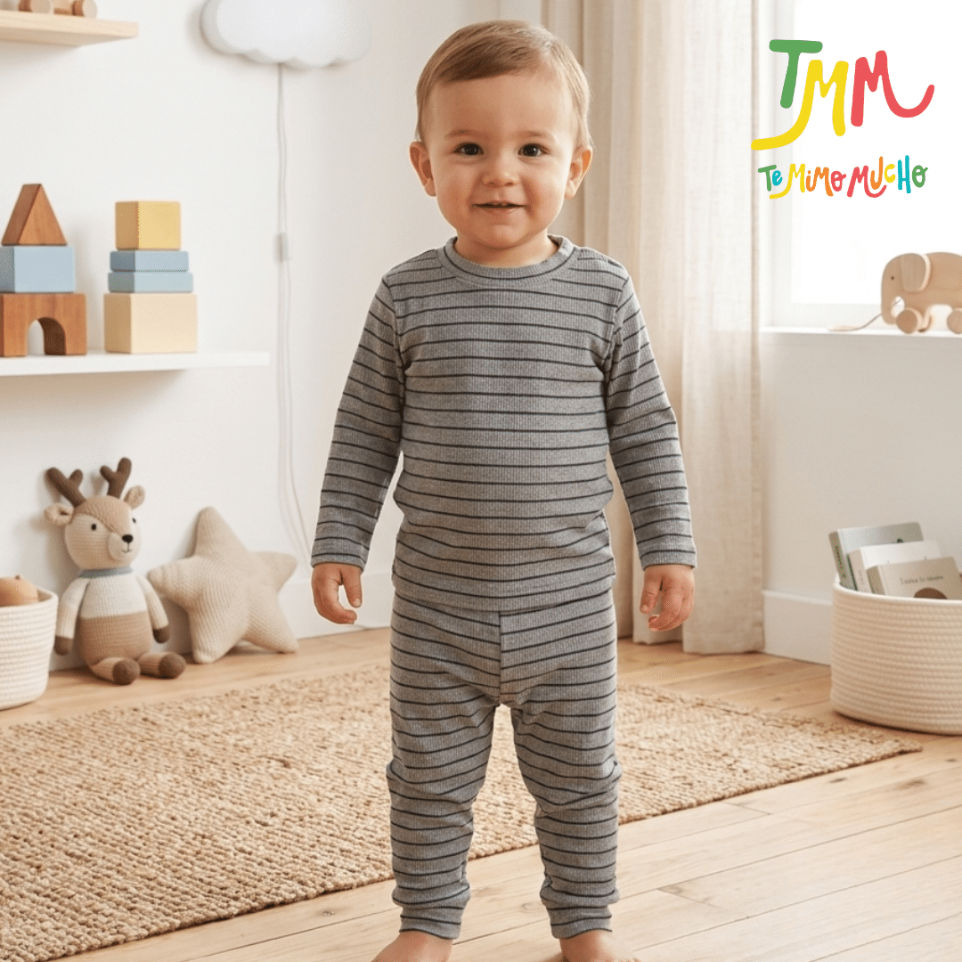 Conjunto Morley Rayado Gris y Negro