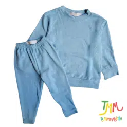 Conjunto de Buzo y Pabucha Lanilla Celeste