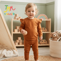 Conjunto de Buzo Volado y Babucha Marroncito Lanilla