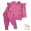 Conjunto de Buzo Volado y Babucha Rosa Lanilla