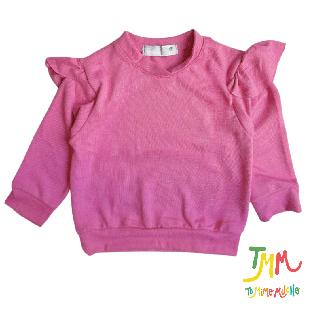 Conjunto de Buzo Volado y Babucha Rosa Lanilla - Image 2