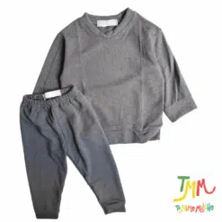 Conjunto de Buzo y Pabucha Lanilla Gris Oscuro - Image 2