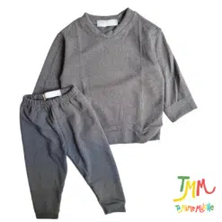 Conjunto de Buzo y Pabucha Lanilla Gris Oscuro