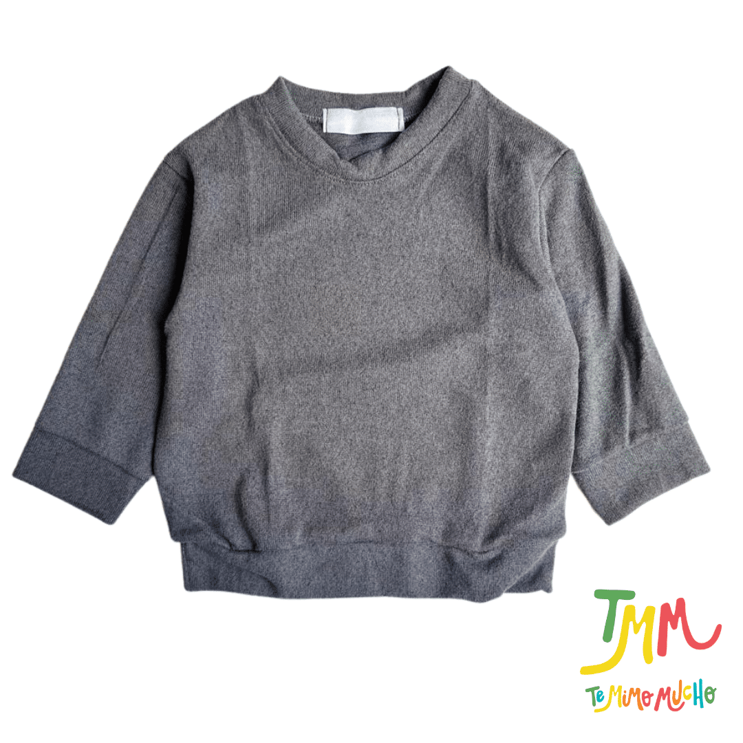 Conjunto de Buzo y Pabucha Lanilla Gris Oscuro - Image 2