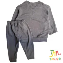 Conjunto de Buzo y Pabucha Lanilla Gris Oscuro - Image 4