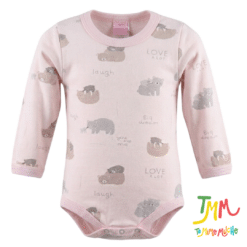 Body Manga Larga Ositos Rosa