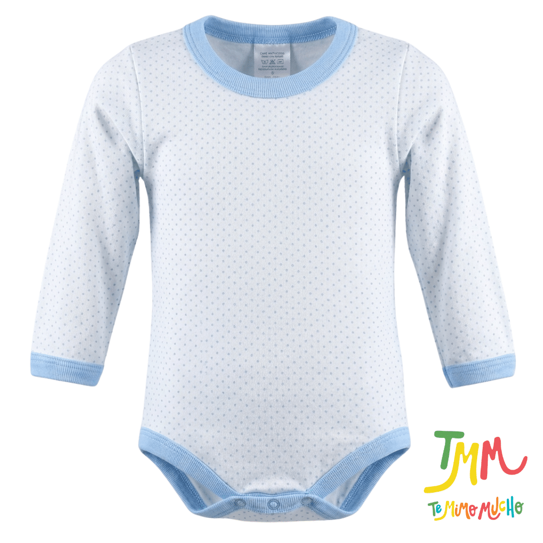 Conjunto de Buzo y Babucha Lanilla waffle Azul + Body lunares - Image 3