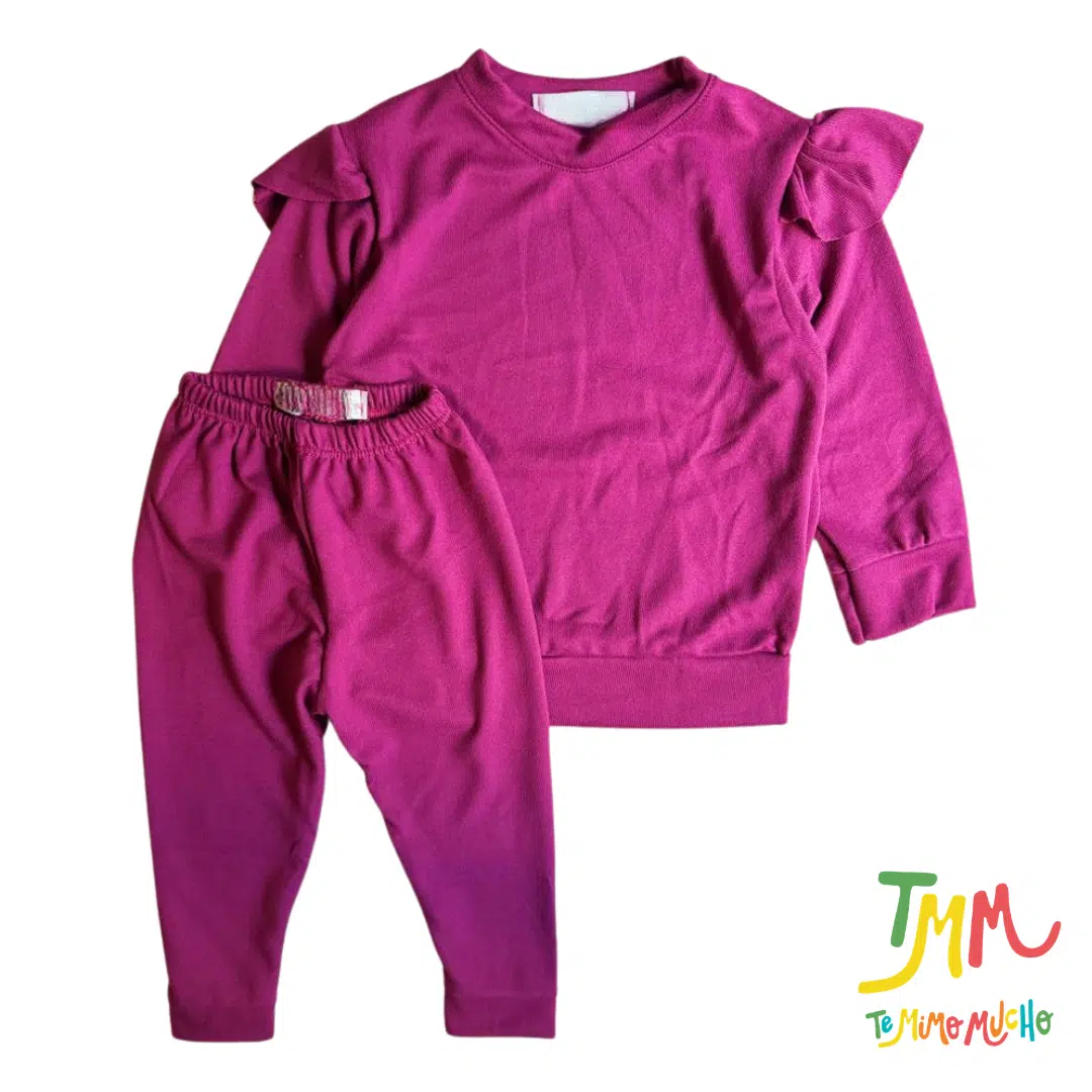 Conjunto de Buzo Volado y Babucha uva Lanilla - Image 2