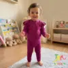Conjunto de Buzo Volado y Babucha uva Lanilla