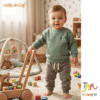 Conjunto Naranjo friza PINITO Buzo Verde- Pantaloncito Gris
