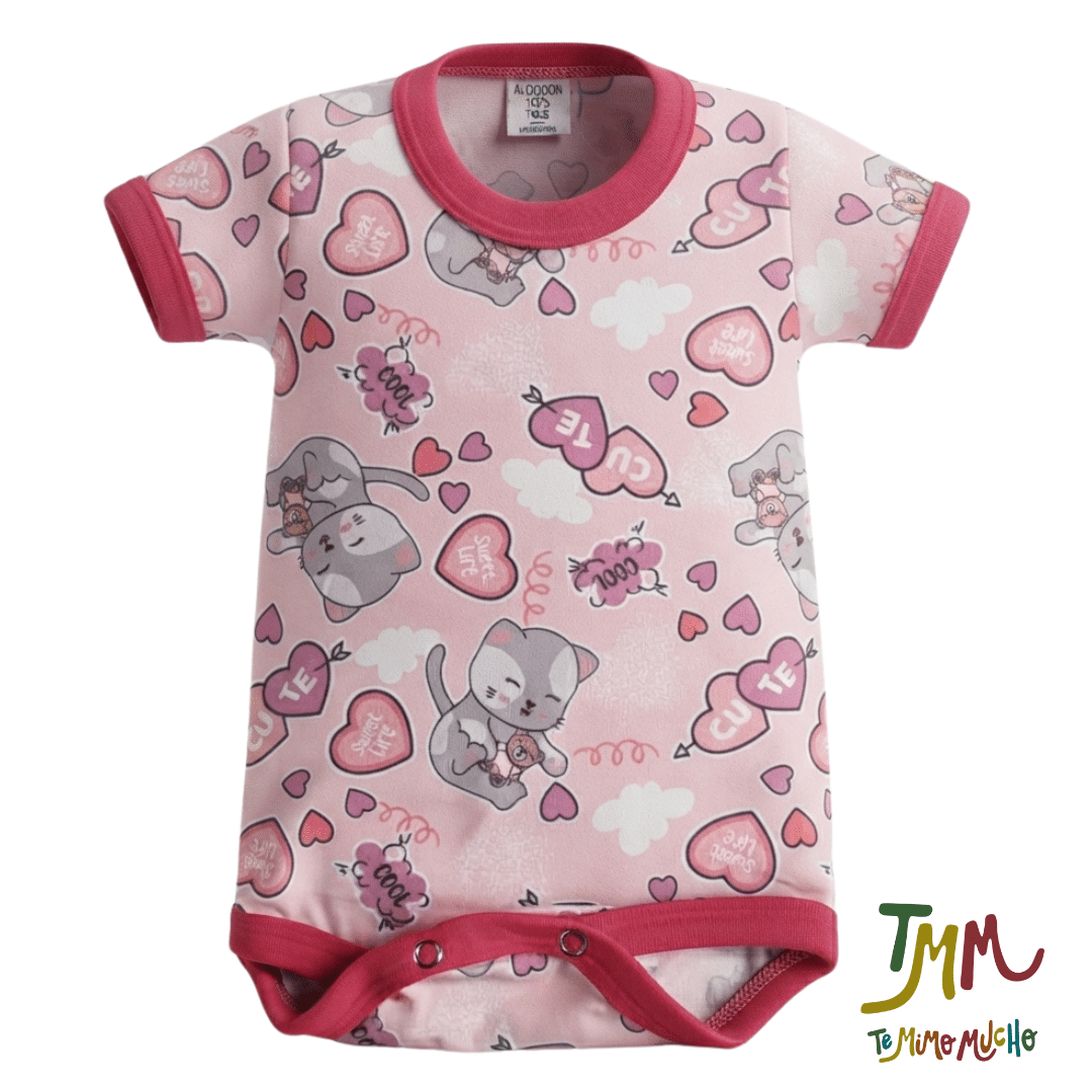 Body Manga Gatito Corazon Rosa
