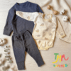 Conjunto de Buzo y Babucha Lanilla waffle Gris Oscuro + Body ositos