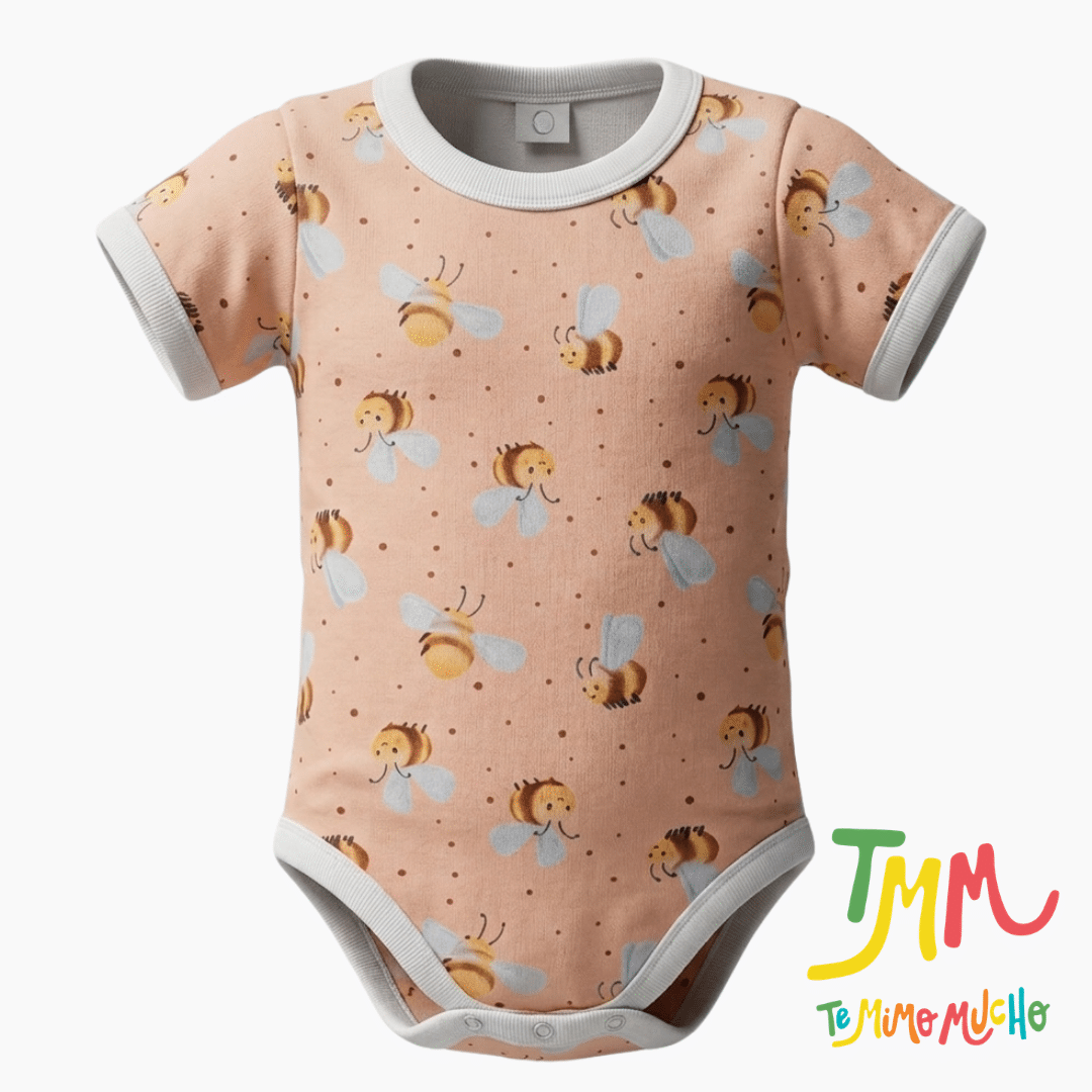 Body Manga Corta Avejitas Salmon