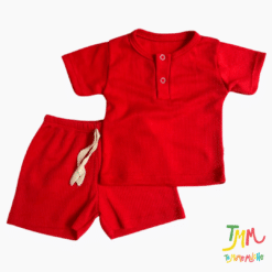 Conjunto Remera y Short Wafle Rojo - Imagen 2