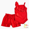 Conjunto Body y Short Rojo Wafle volado Rojo