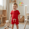 Conjunto Remera y Short Wafle Rojo