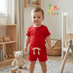 Conjunto Remera y Short Wafle Rojo