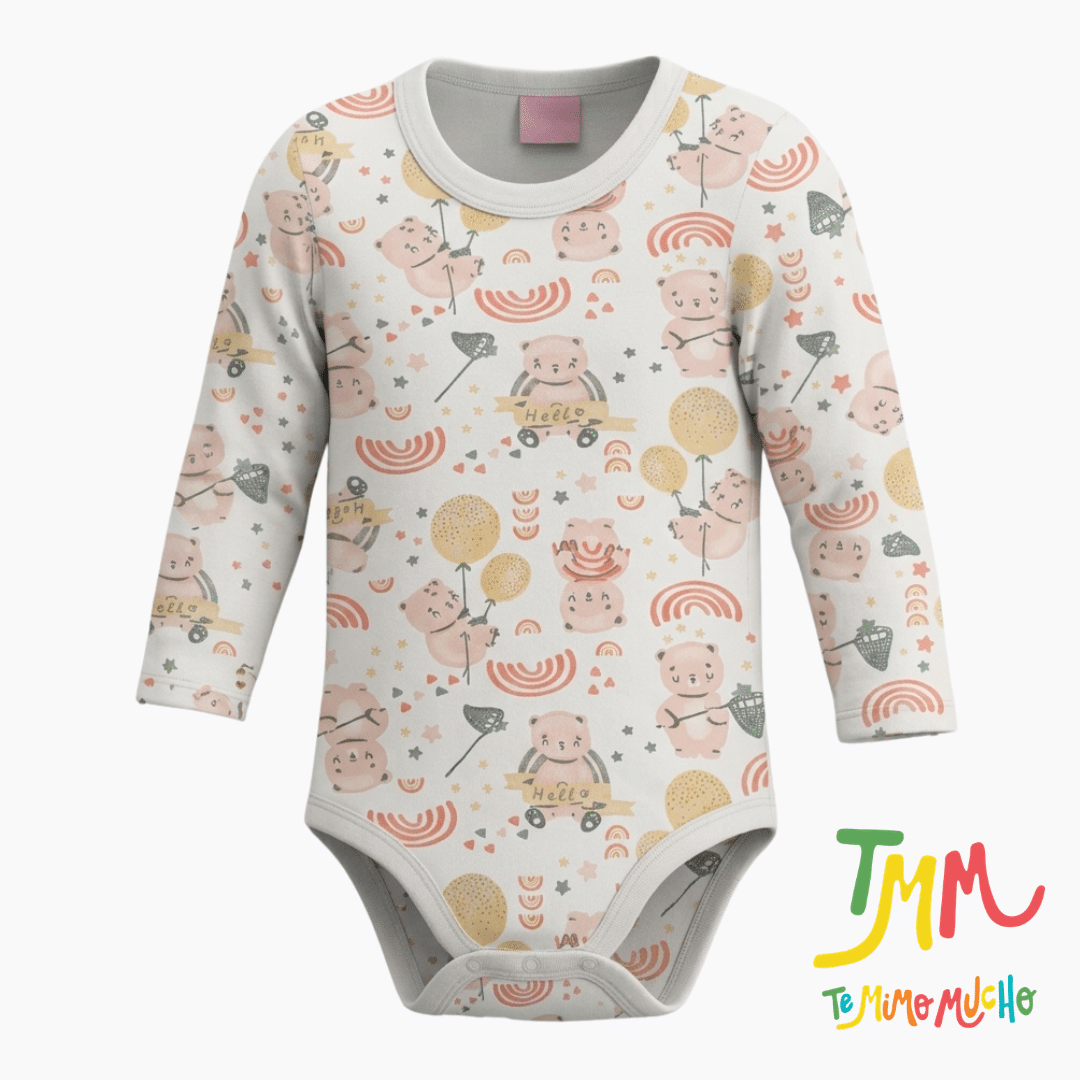 Body Manga Larga Osito Salmon