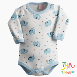 Body Manga Larga Dino Huellitas Celeste