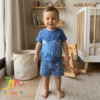 Conjunto Dino  Remera + short Azul Naranjo