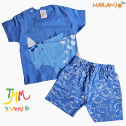Conjunto Dino  Remera + short Azul Naranjo - Image 2