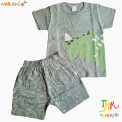 Conjunto Dino  Remera + short Verde  Naranjo - Image 2